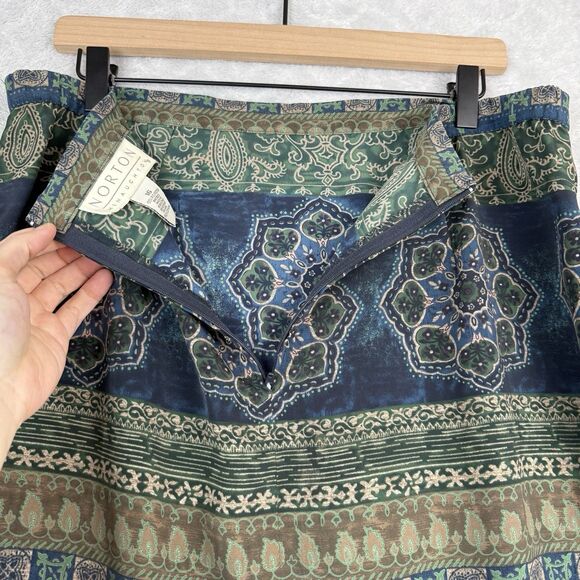 Vtg 90s Midi Skirt 16 Blue Brown Paisley Moody Grunge Boho Modest Whimsigoth Y2K - Picture 3 of 9